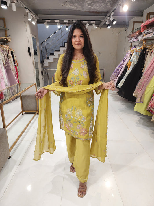 Embroided co-ord set with dupatta
