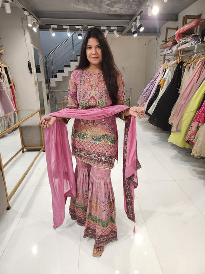 Digital print crepe garara suit