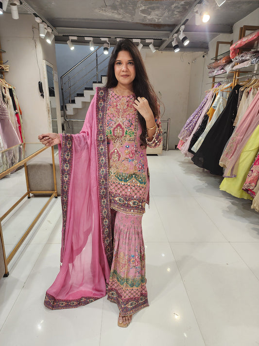 Digital print crepe garara suit
