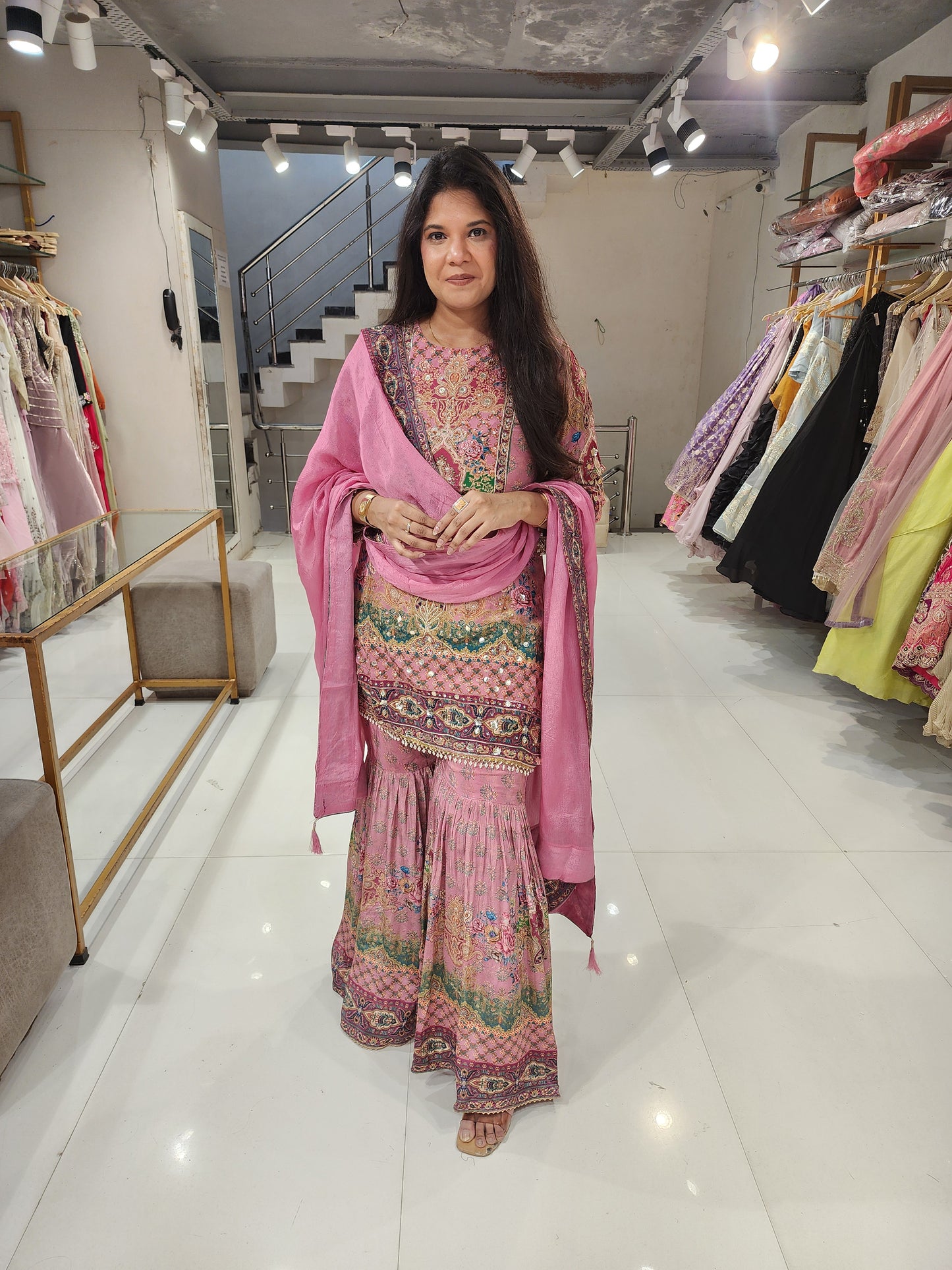 Digital print crepe garara suit