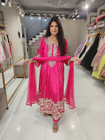 Gotapatti crepe anarkali gown