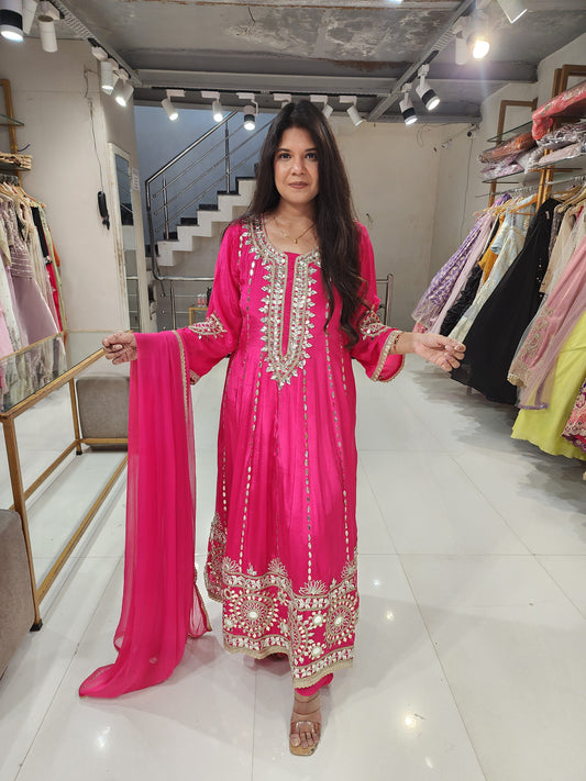 Gotapatti crepe anarkali gown