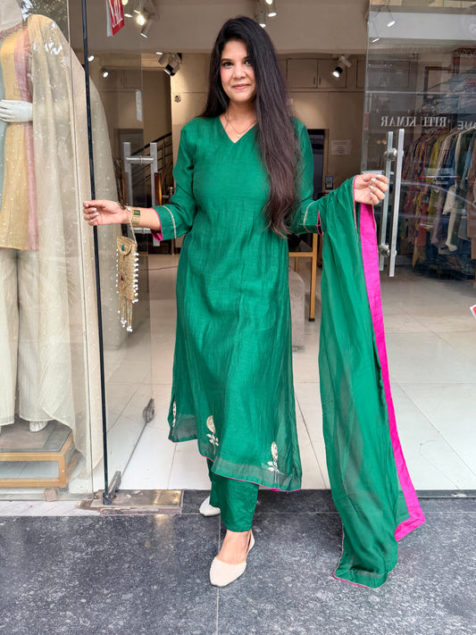Mull teej special embroided suit
