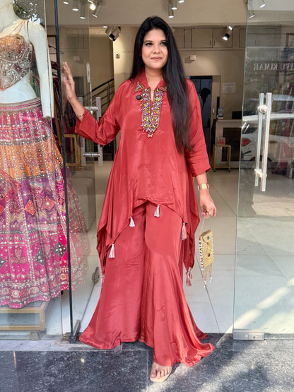C cut plazzo co-ord set