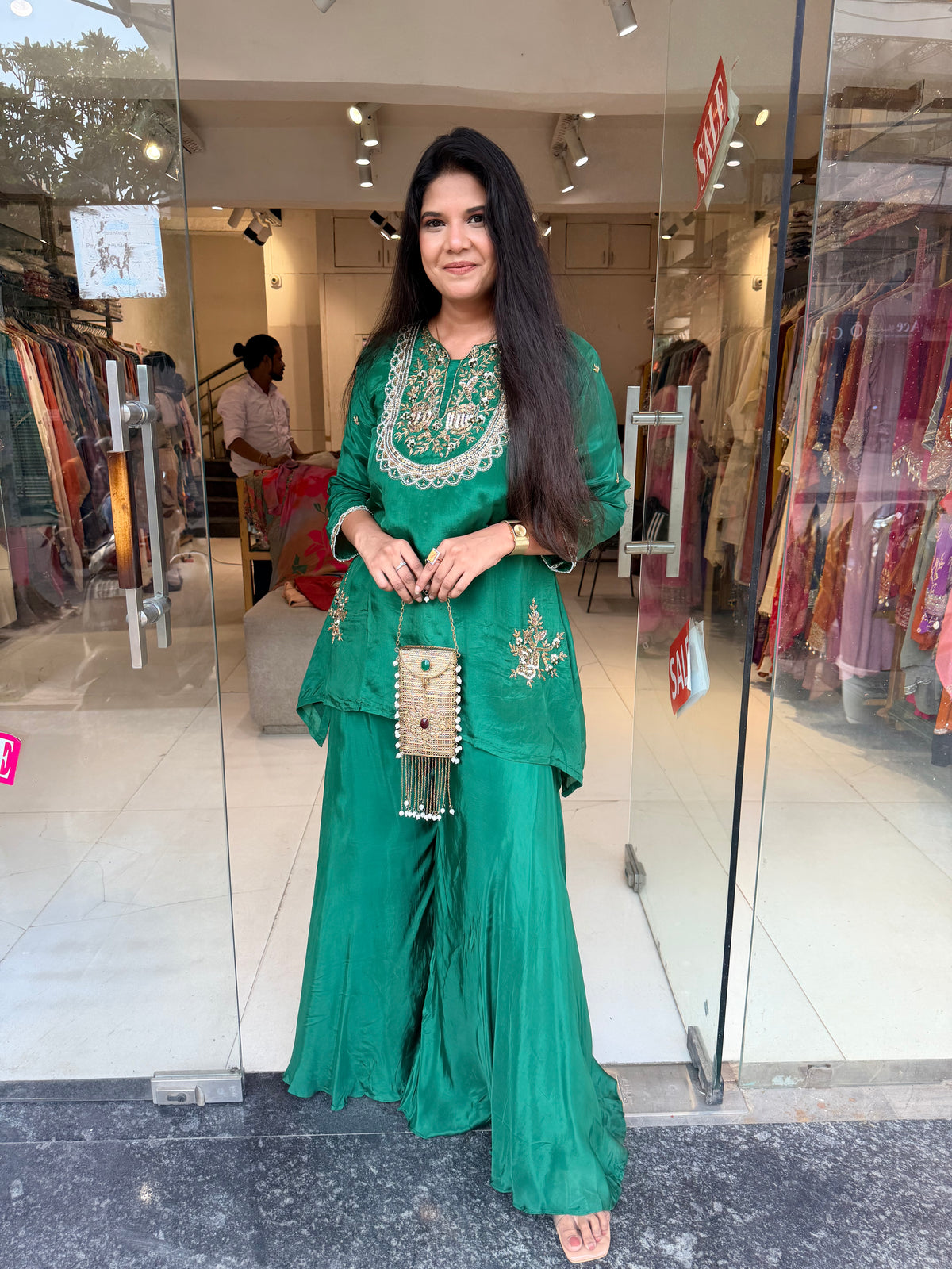 Green embellished co-ord set