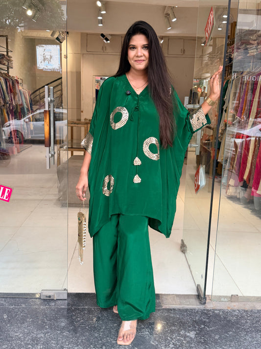 Green sequence baggy crepe co-ord set