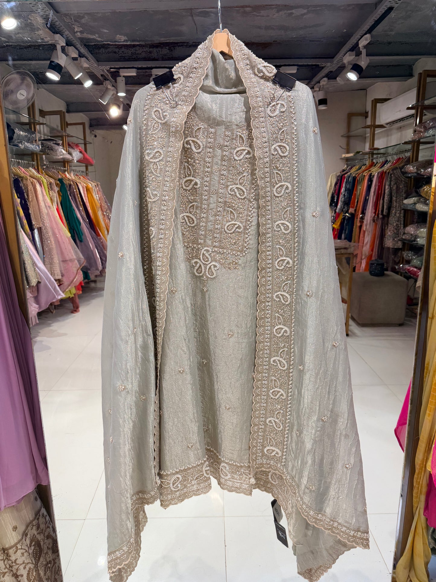 Embroided unstitched suit