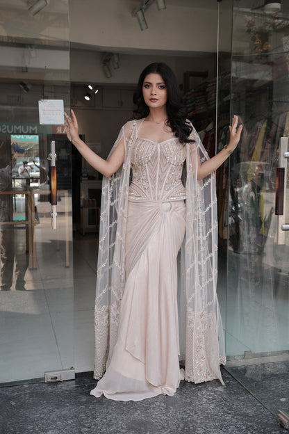 Corset cape indowestern dress
