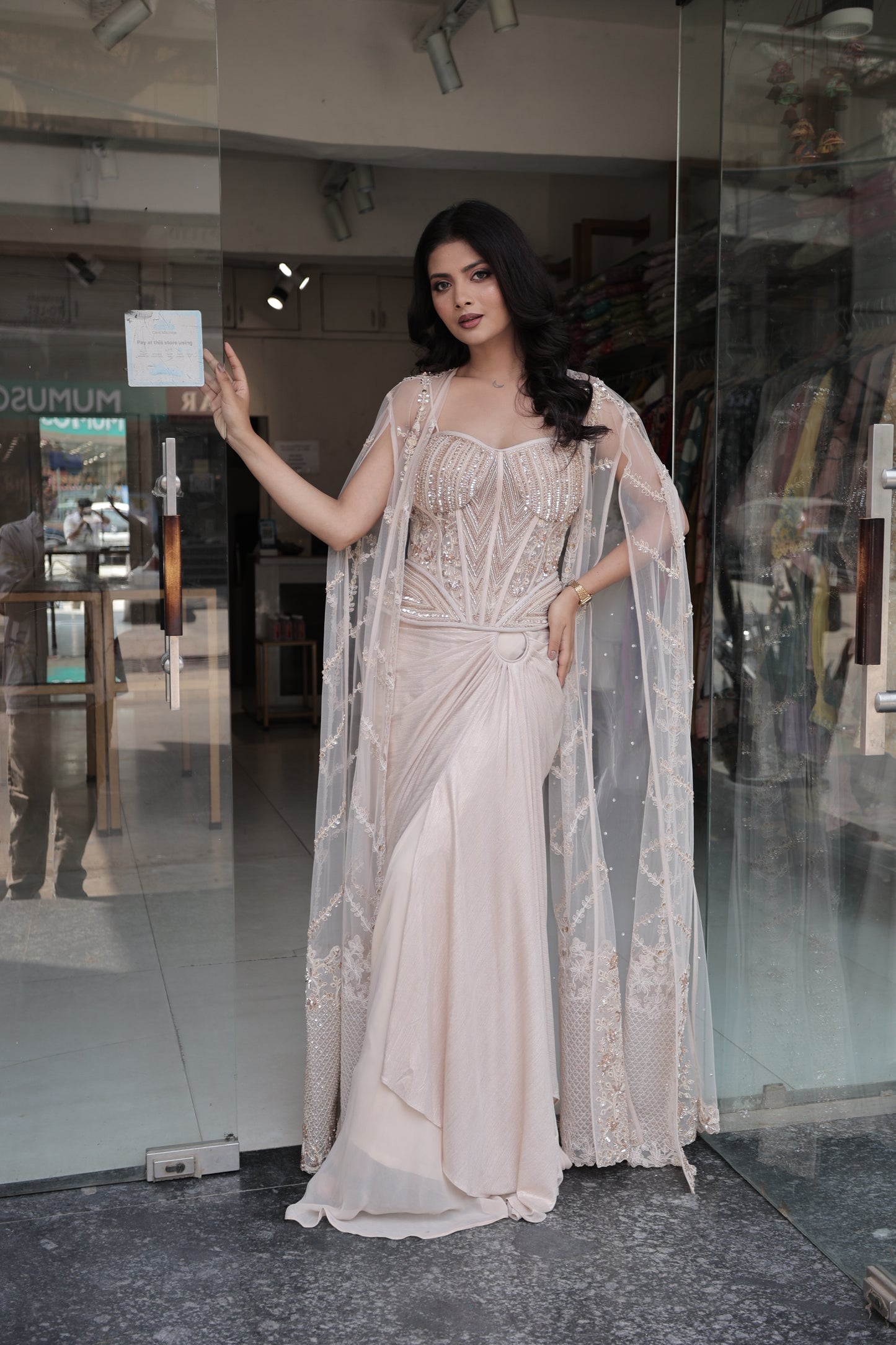 Corset cape indowestern dress