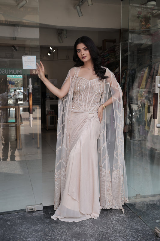 Corset cape indowestern dress