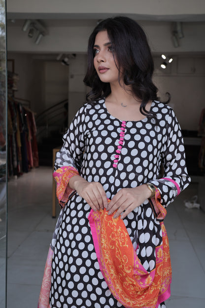 Polka dot farshi crepe salwar suit
