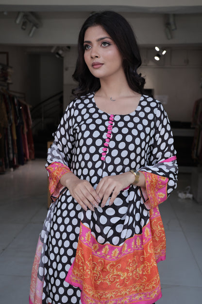 Polka dot farshi crepe salwar suit