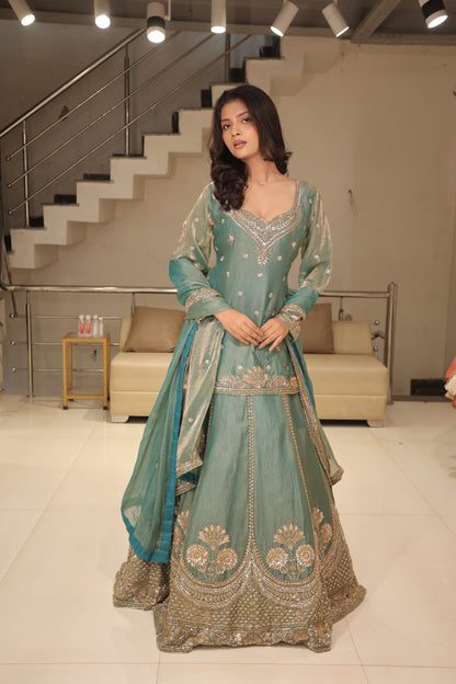 Long blouse indowestern lehenga set