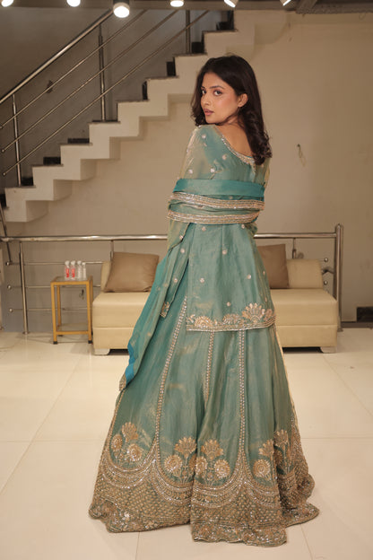 Long blouse indowestern lehenga set