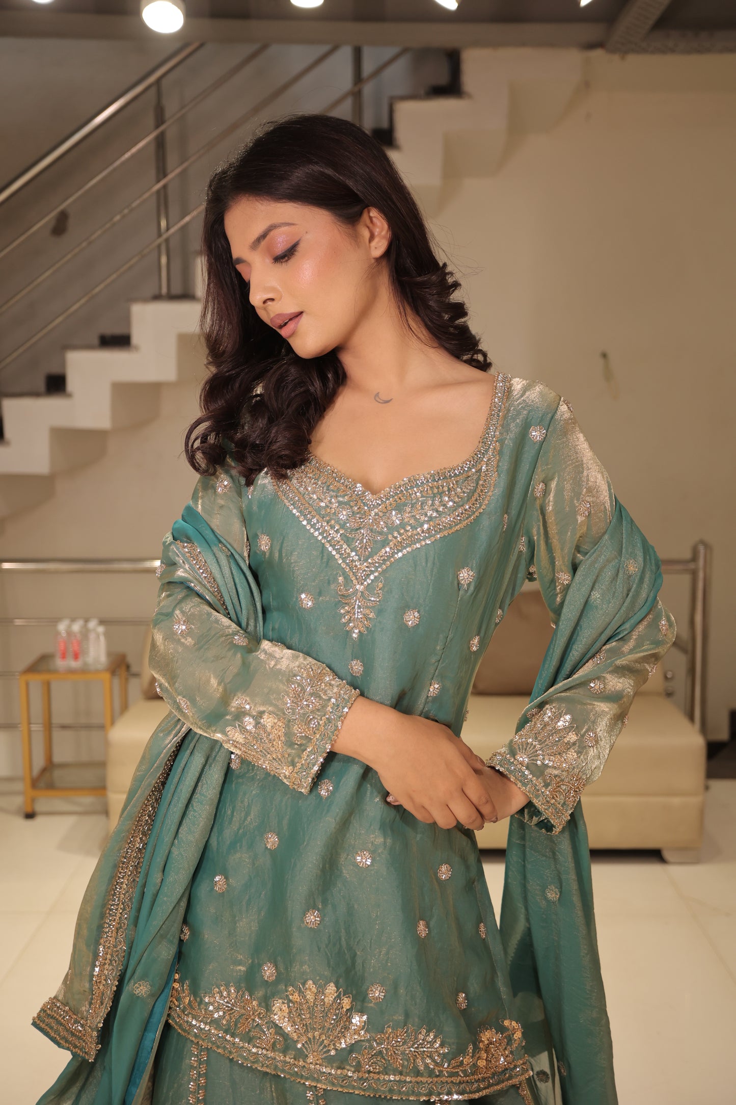 Long blouse indowestern lehenga set