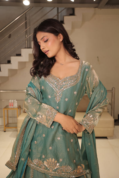Long blouse indowestern lehenga set