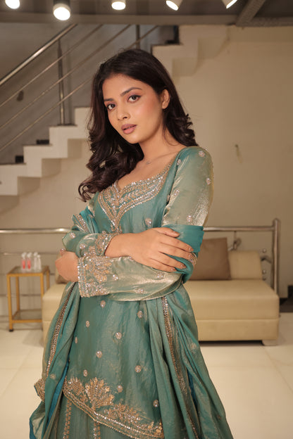 Long blouse indowestern lehenga set