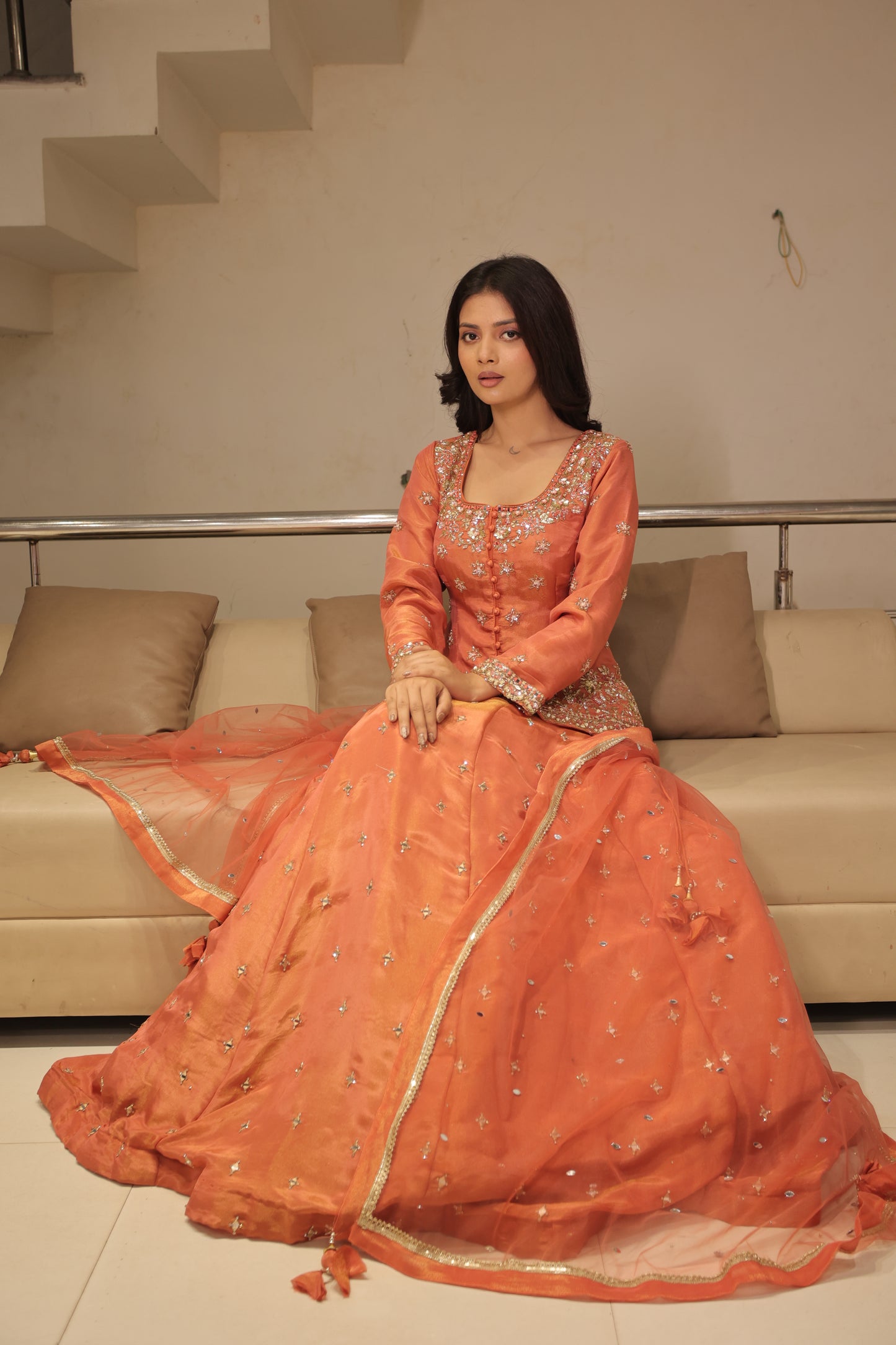 Long blouse indowestern dress