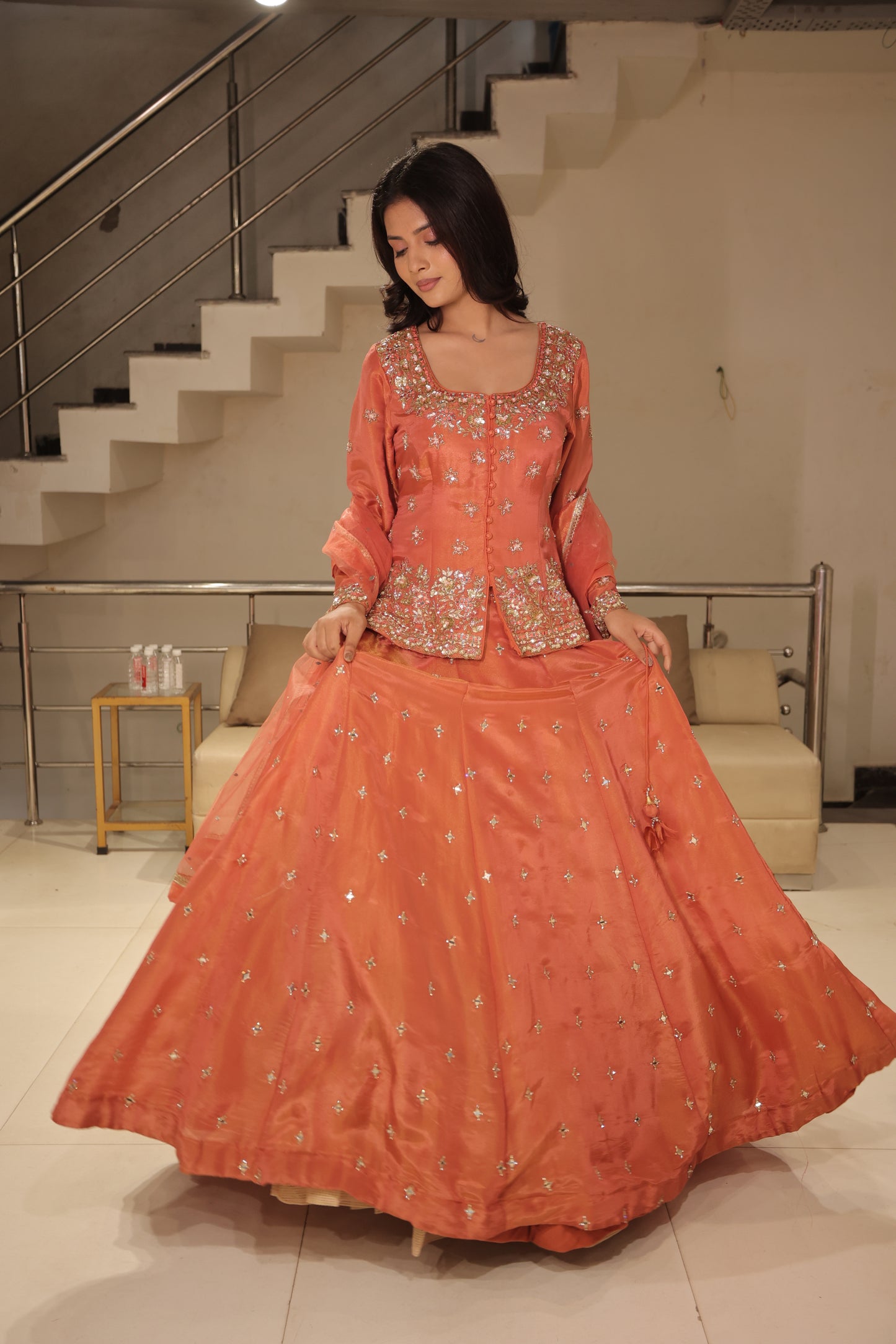 Long blouse indowestern dress