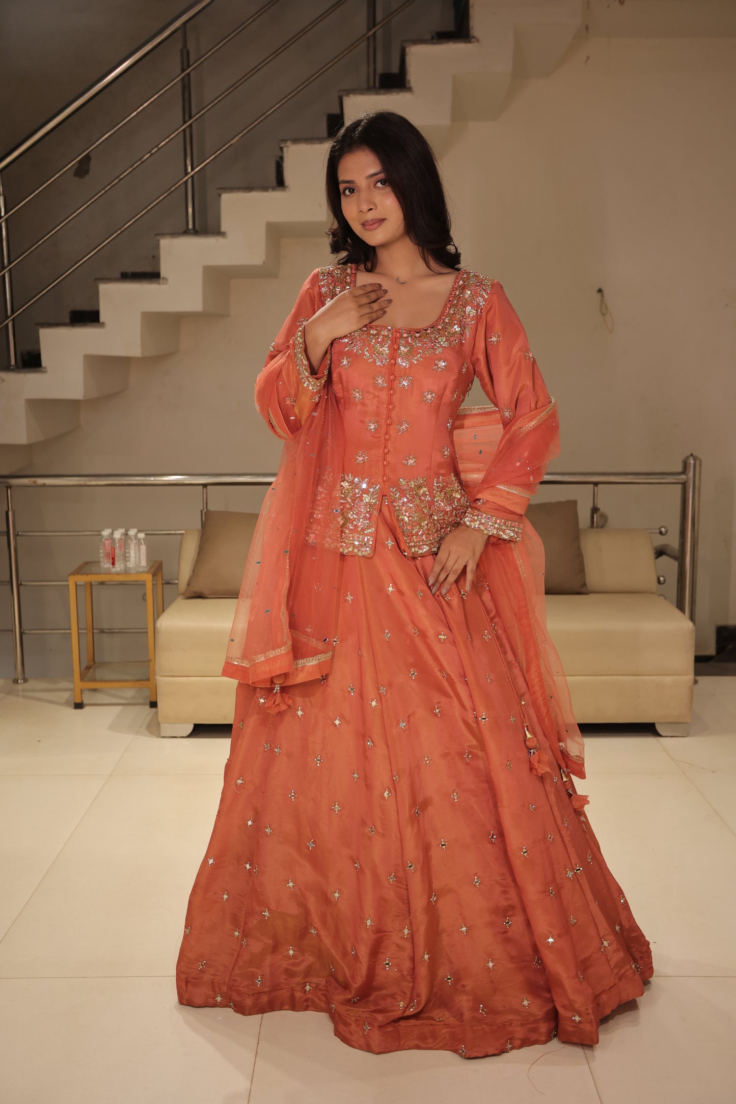 Long blouse indowestern dress