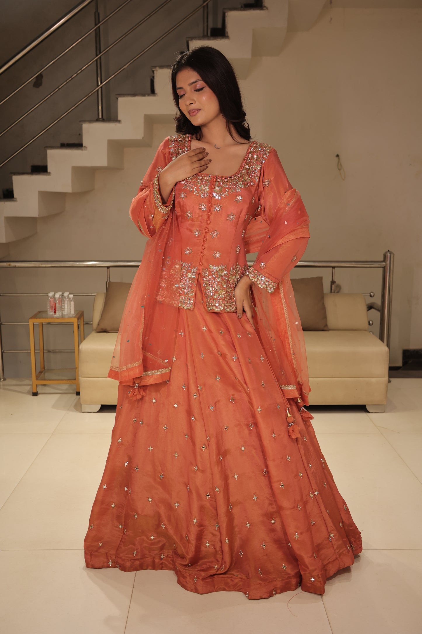Long blouse indowestern dress