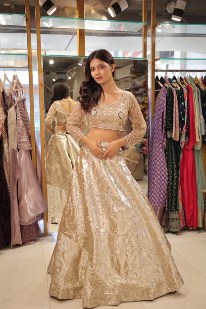 Gold embelisshed lehenga set