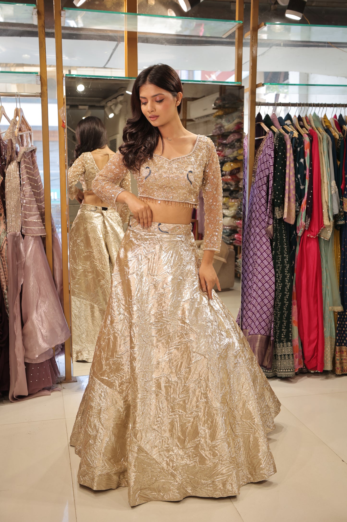 Gold embelisshed lehenga set