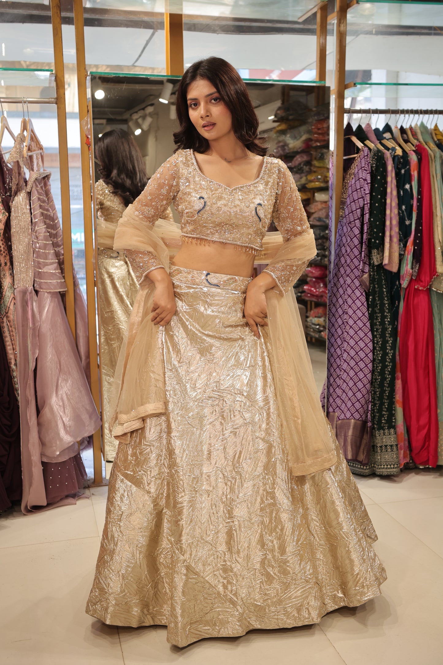 Gold embelisshed lehenga set