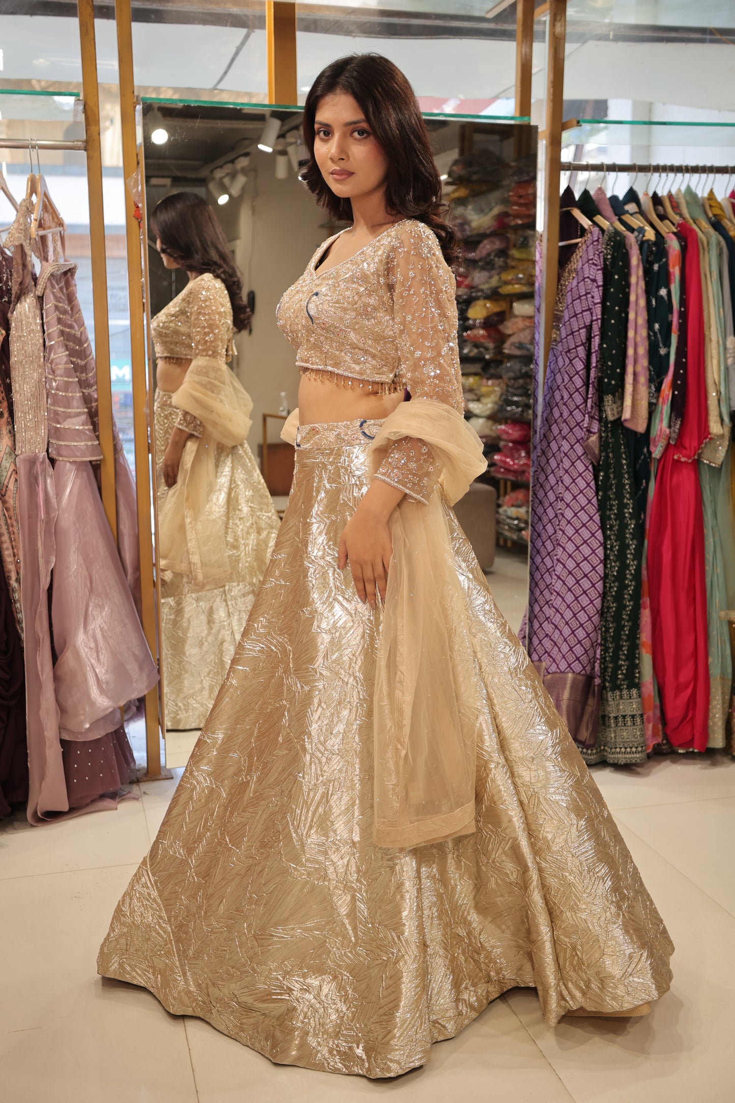 Gold embelisshed lehenga set
