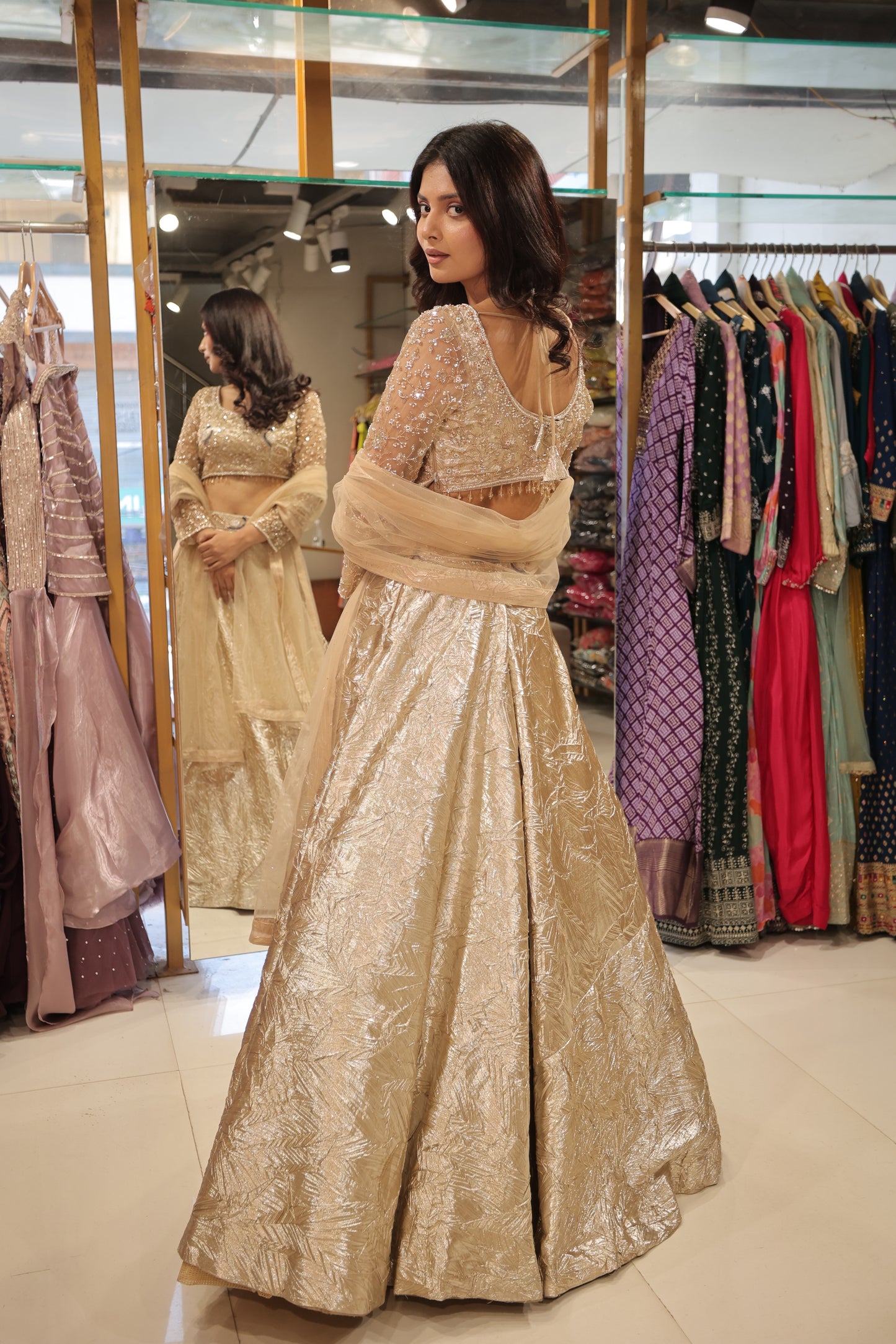 Gold embelisshed lehenga set