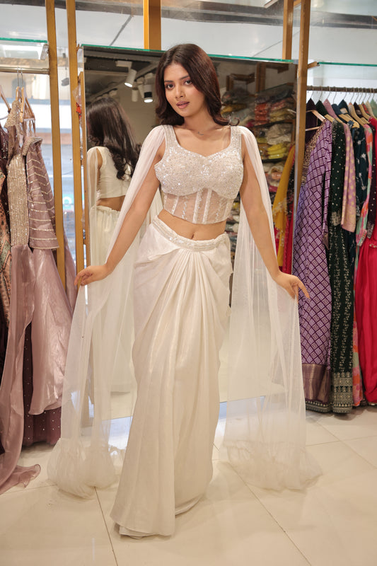 Corset attached long sleeves indowestern dress