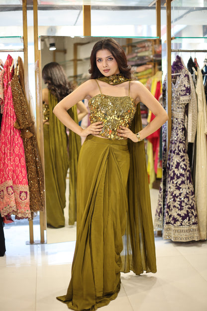 Bling blouse Drape saree
