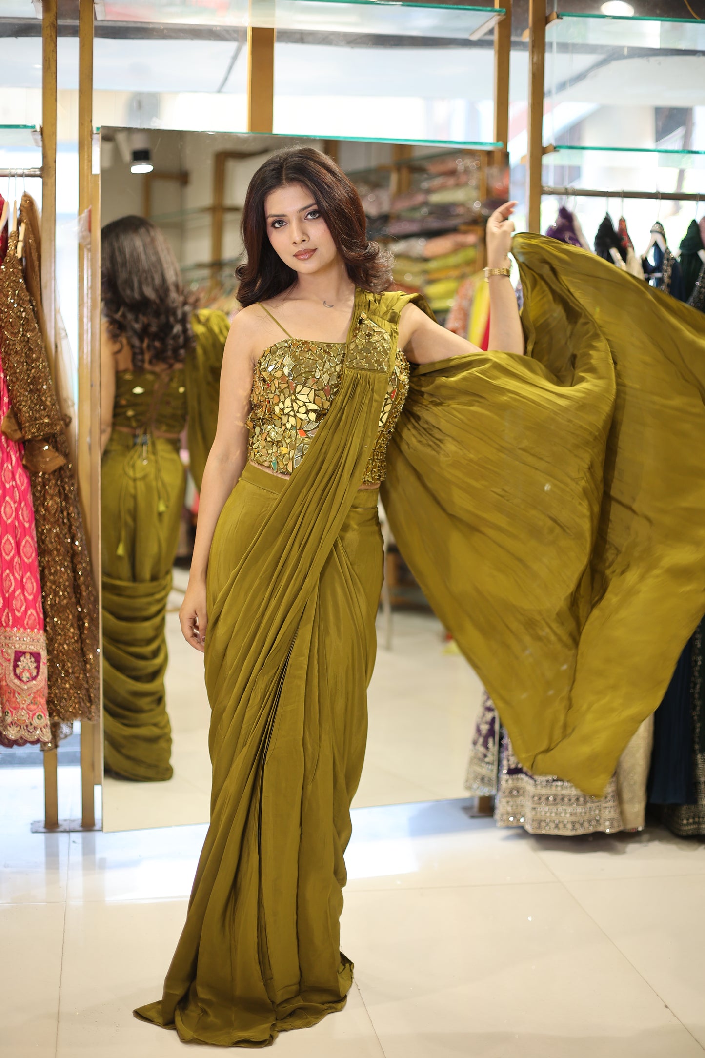 Bling blouse Drape saree
