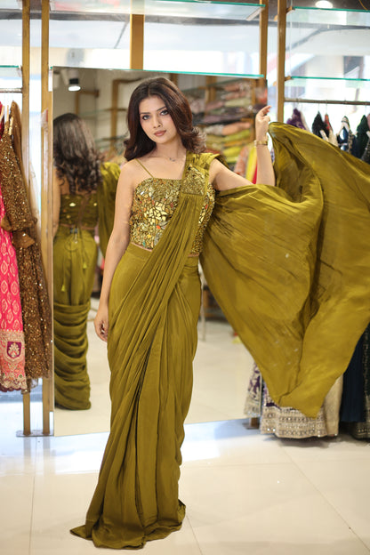 Bling blouse Drape saree