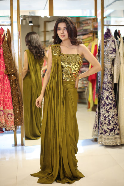 Bling blouse Drape saree