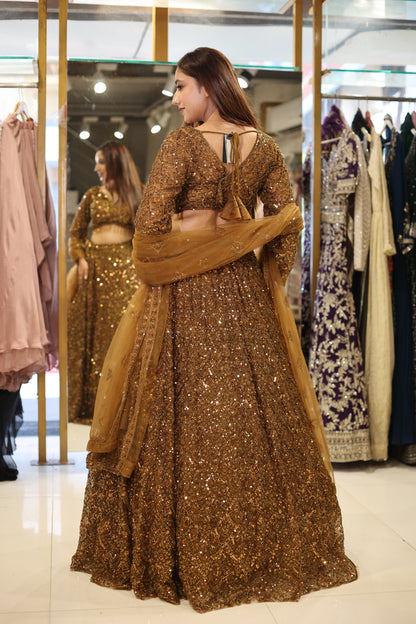 Brown bling cocktail lehenga set