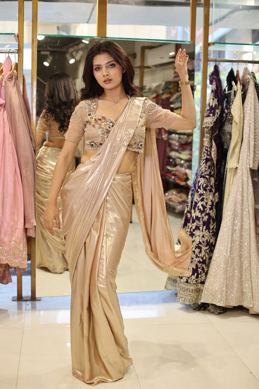 Jewel work drape saree