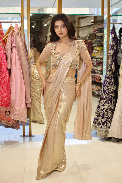 Jewel work drape saree