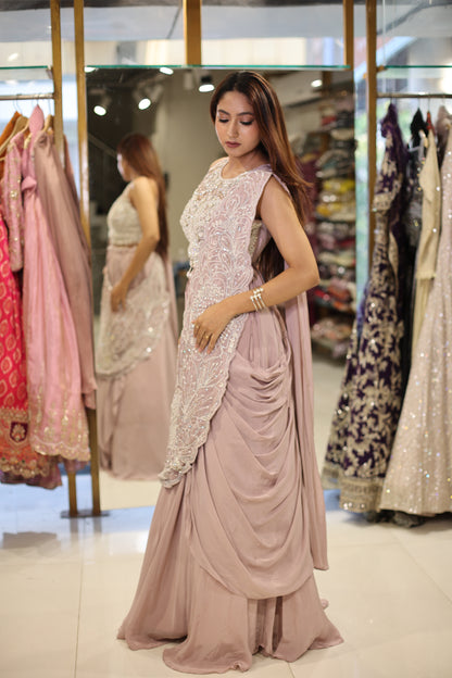 Leafy crepe lehenga set(no seperate sleeves available)