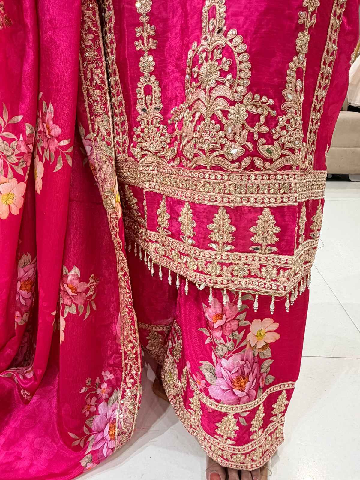 Pink italian crepe plazo suit