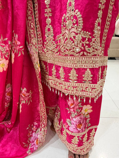 Pink italian crepe plazo suit
