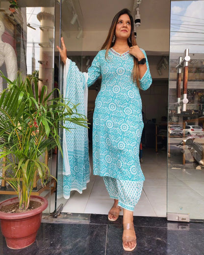 SHOP PREMIUM BLOCK PRINT COTTON AFGHANI SUIT