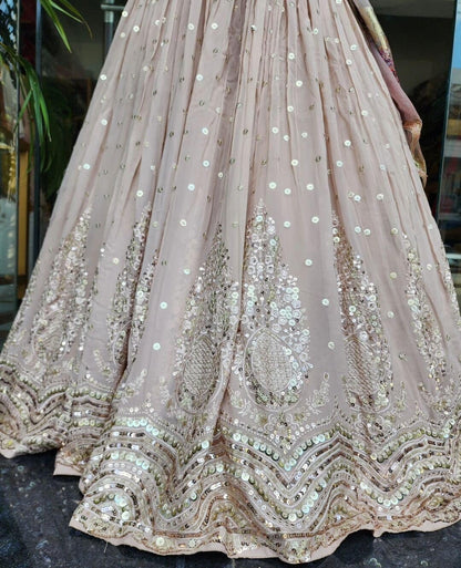 JANNAT PASTEL EMBROIDED PRINTED DUPATTA LEHENGA