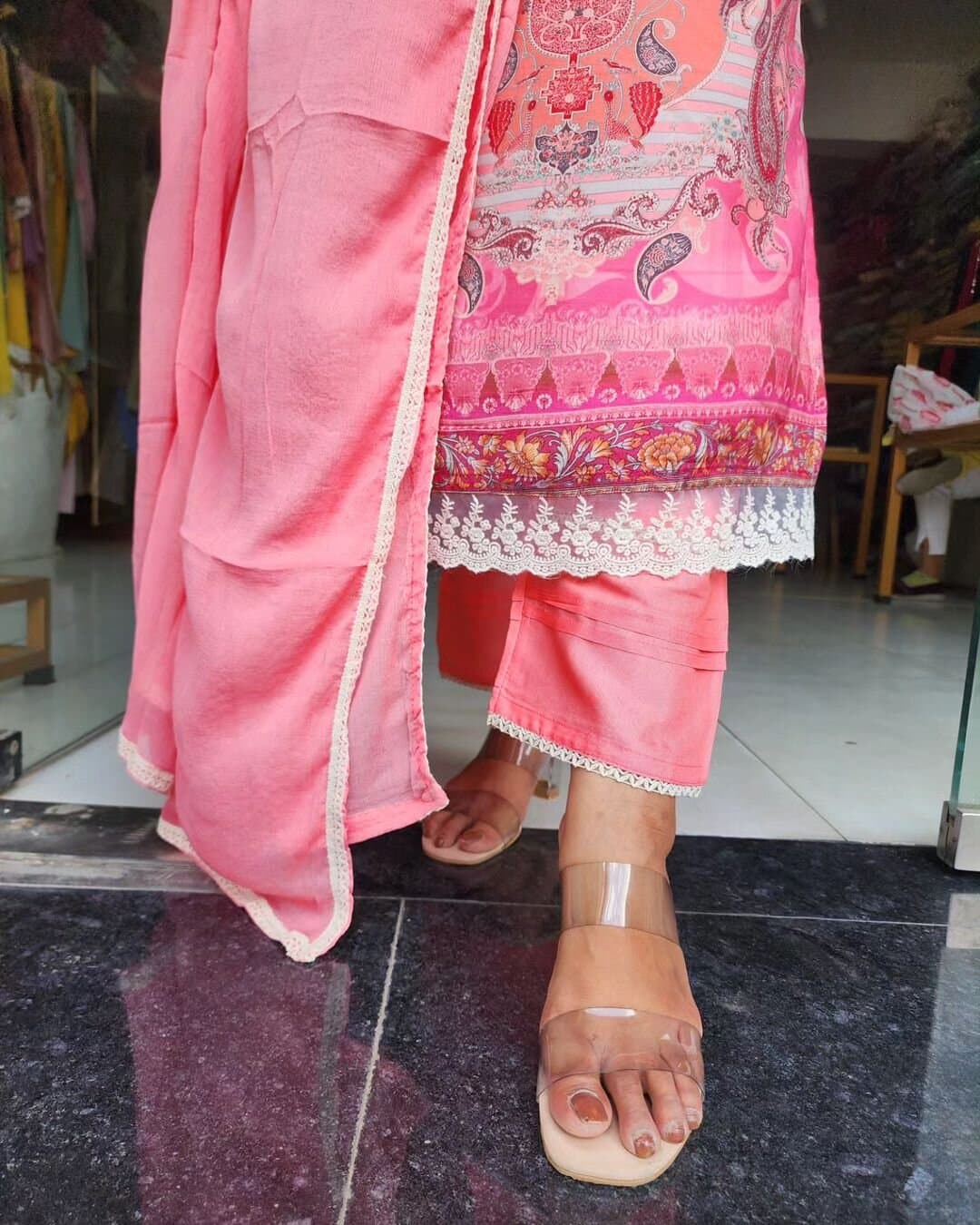 SAHIBA PINK PAKISTANI LACES PANT SUIT