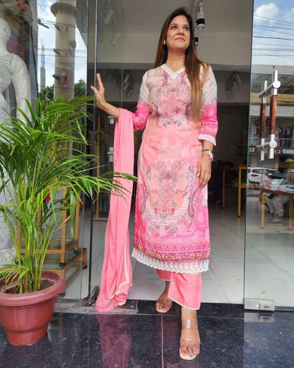 SAHIBA PINK PAKISTANI LACES PANT SUIT