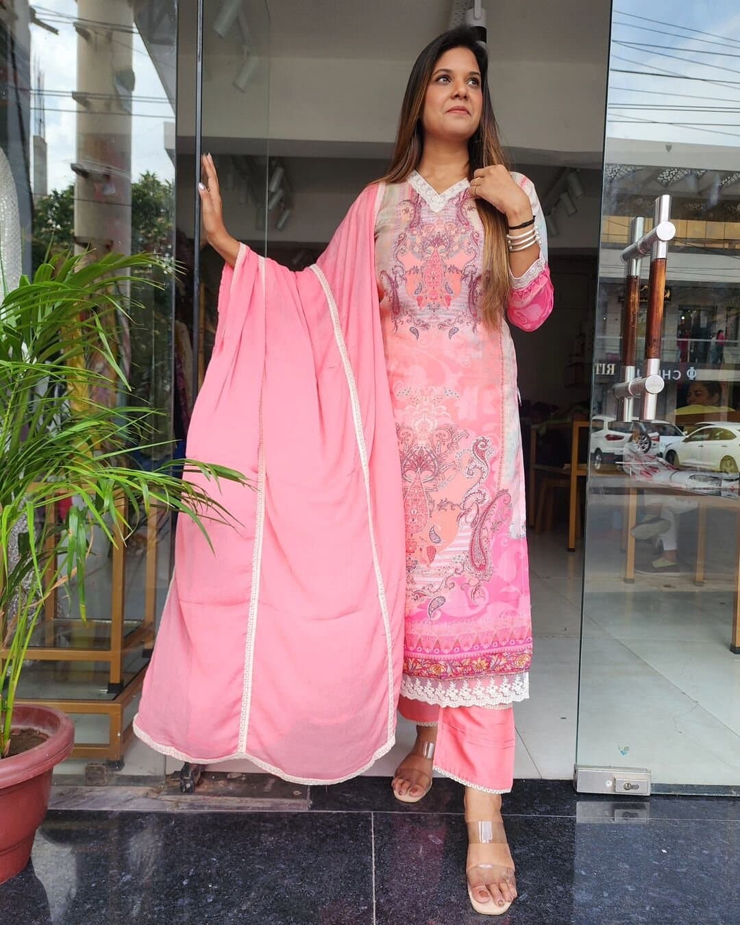 SAHIBA PINK PAKISTANI LACES PANT SUIT