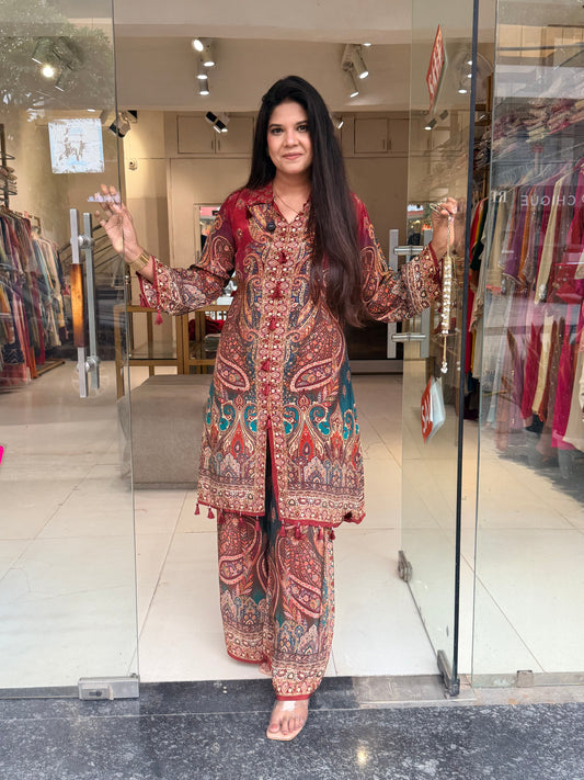 Digital print crepe co-ord set