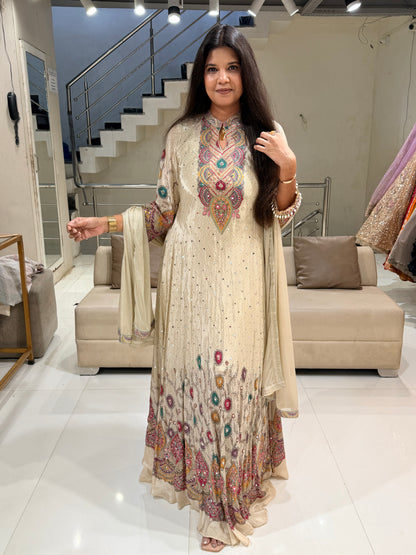 Crepe digutal print anarkali suit