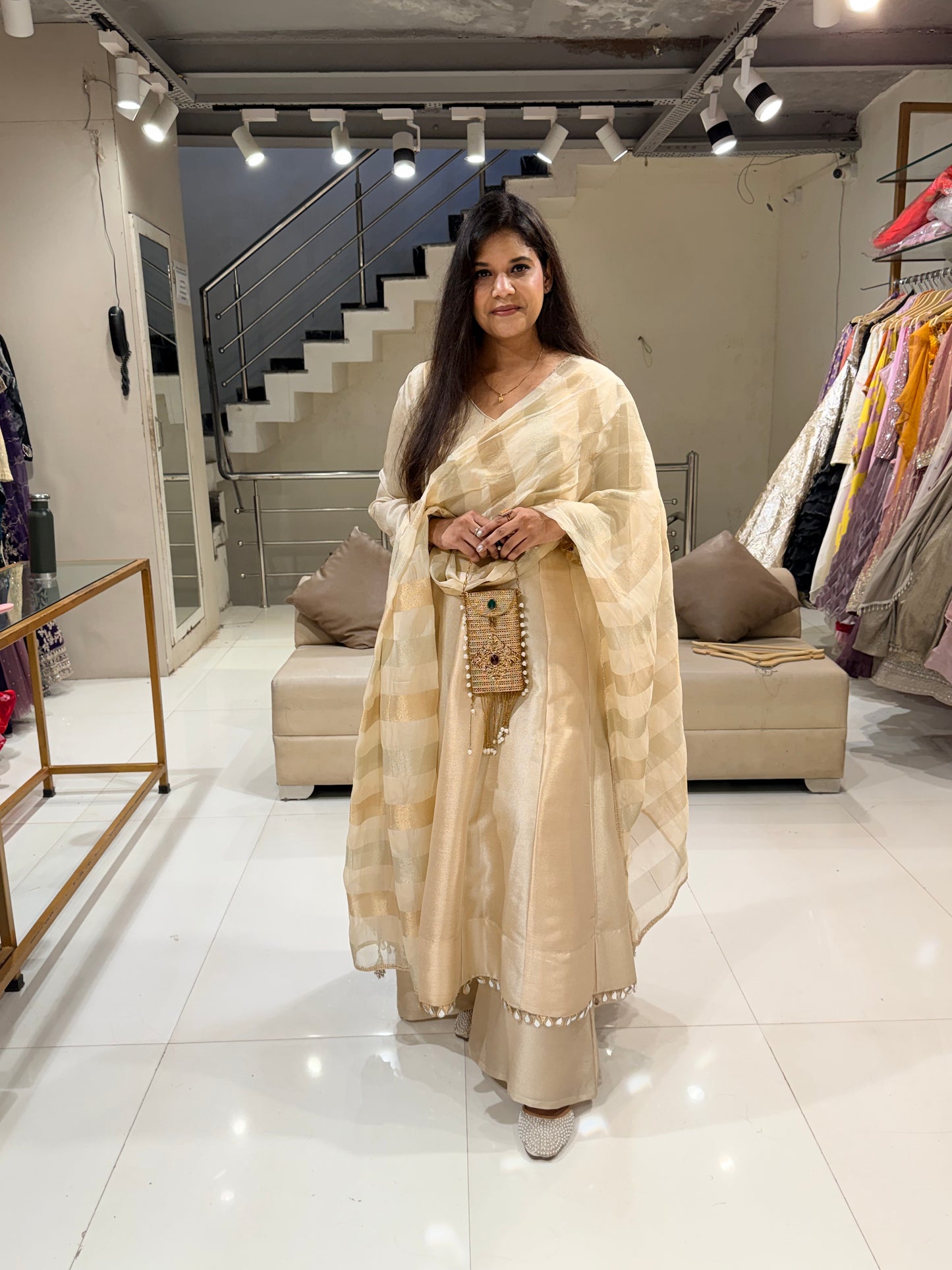 Celebrity inspired plazo anarkali suit