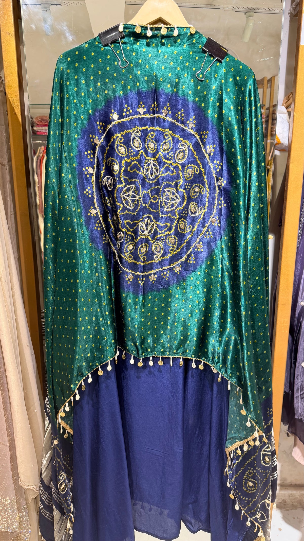 Gajji unstitched suit with potli bags